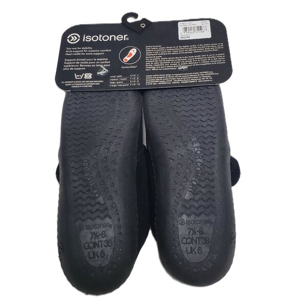 Isotoner Women's Microterry Velcro Slipper Black Size M - Picture 4 of 4